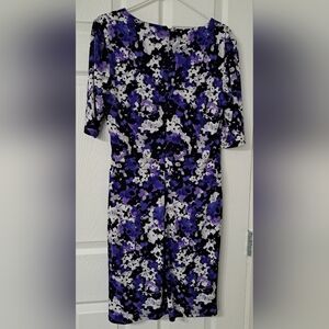 Cleo Lined Purple Print Dress 12